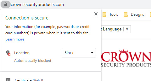 crownsecurityproducts ssl in shopping cart